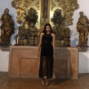 Black high low sheer skirt/romper